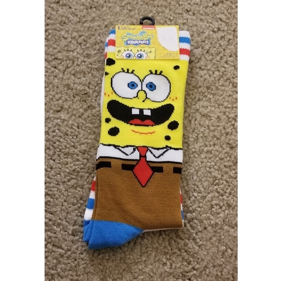 Nickelodeon Spongebob Squarepants Crew Socks - Picture 1 of 3